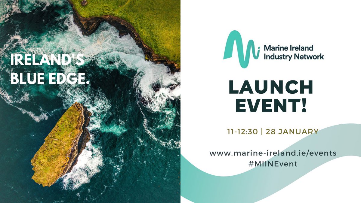 [#EVENT] Join us from 11-12:30 on Thursday the 28th of January to mark the launch of the Marine Ireland Industry Network (#MIIN). More information here 👉 bit.ly/3iDhjVL Register here 👉 bit.ly/2XVXNKg #MIINEvent #IrelandsBlueEdge #YourBlueEdge