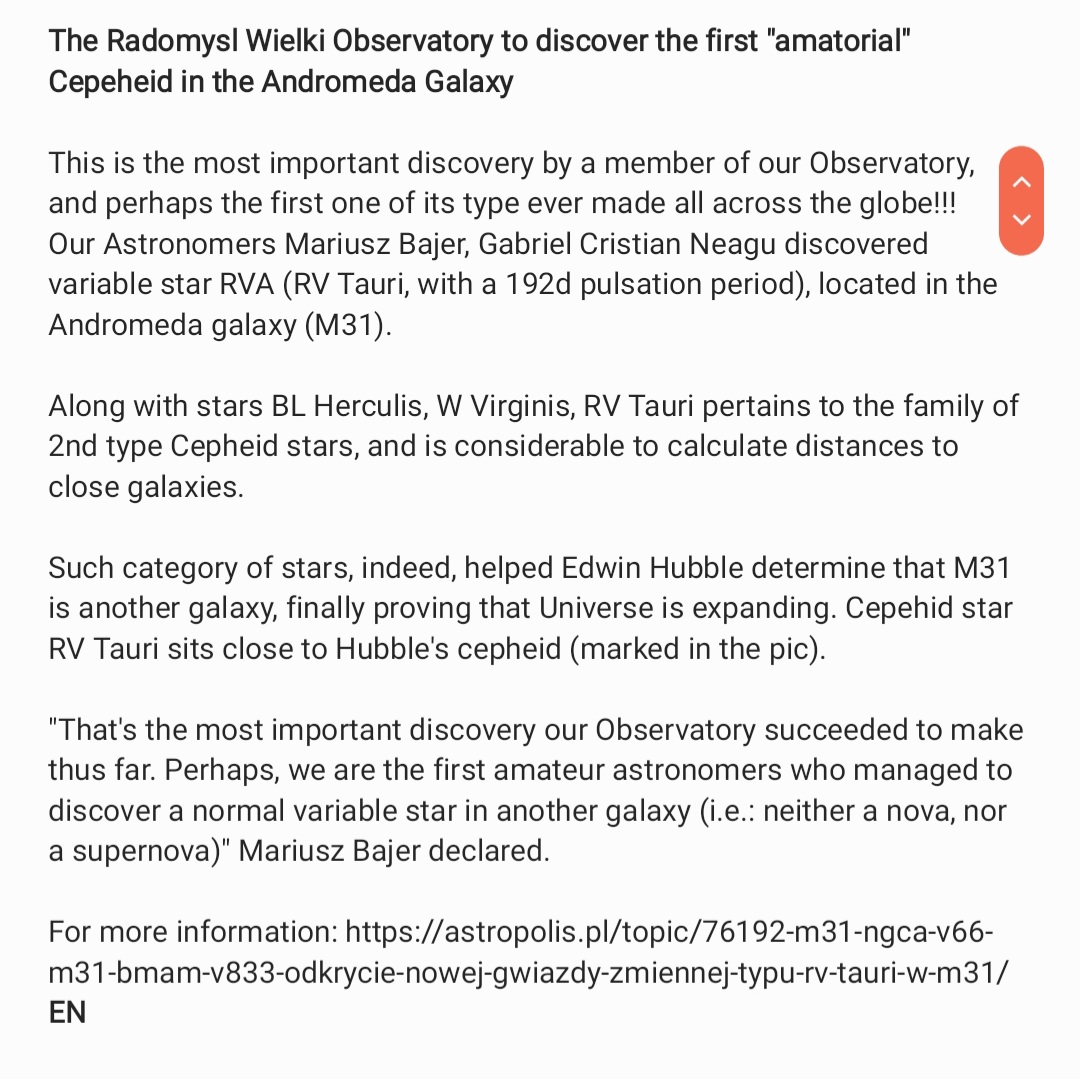 AstroWielki's tweet photo. #BreakingNews ❗❗❗🔭⭐
We've just discovered the first amateur #Cepheid ever!!! #Star #RVTauri represents our most important achievement thus far, and perhaps the fist ever globally.
A press note is attached.
#AstroHighlights #Astronomy #Discovery https://t.co/seP7ojoJSv