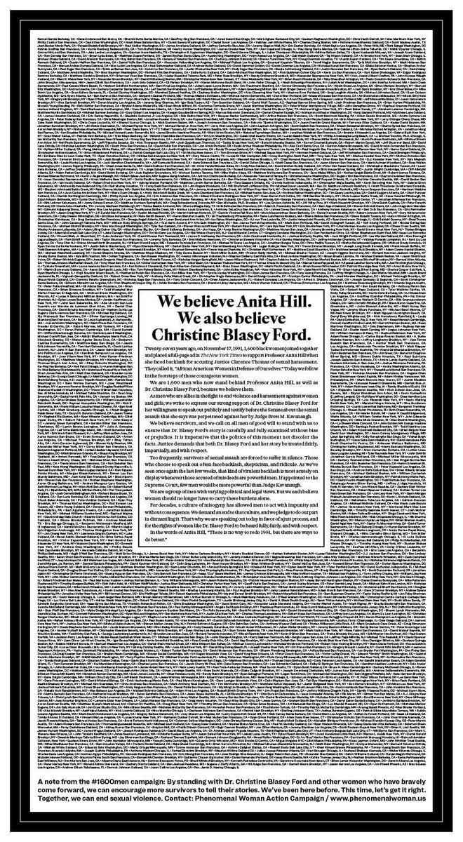 We believe #AnitaHill. We believe #ChristineBlaseyFord. We believe #SofiaBekatorou. We believe #camillekouchner