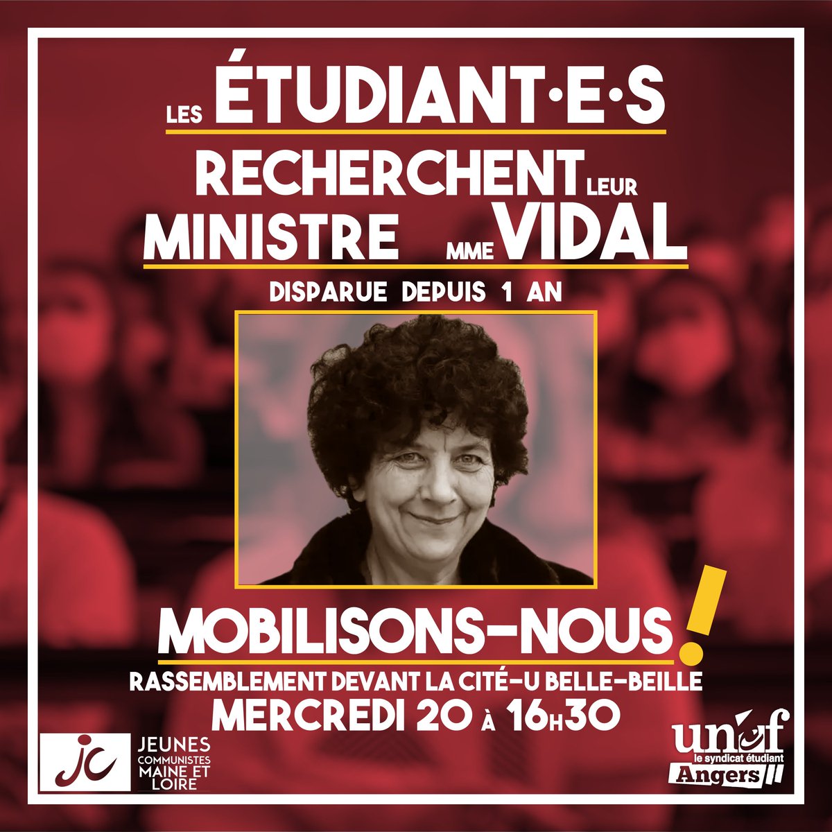 🔴 LA PRÉCARITÉ C'EST PAS UN MÉTIER 
📢 FACE À LA PRÉCARITÉ DES JEUNES : ON LÂCHE RIEN ET ON SE MOBILISE 
📌 Rendez vous Mercredi à 16h30 devant la #CitéU Belle Beille pour faire entendre les revendications de la jeunesse 
#etudiantsfantomes
#précarité
👉 fb.me/e/1XTCYyERY