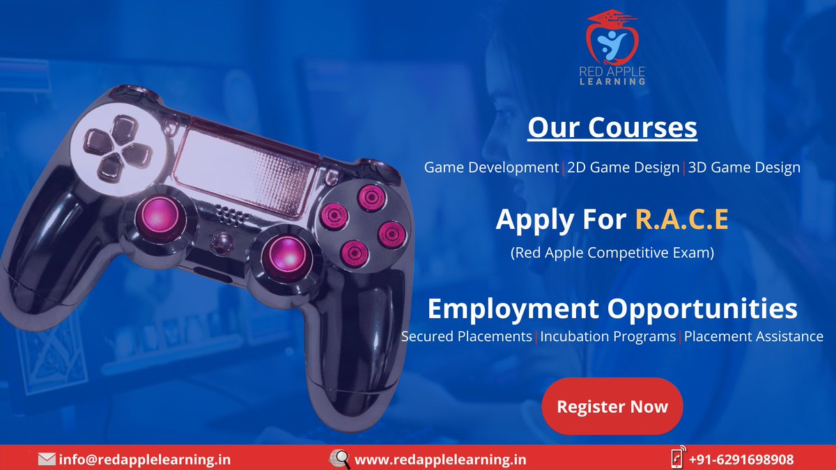 redapplekolkata's tweet image. Ready to join the gaming industry? Qualify our RACE test to get trained for your dream career. Only 40 seats are available.
Register Now! redapplelearning.in
#LearnToCode #GameDevCourse #GameDev