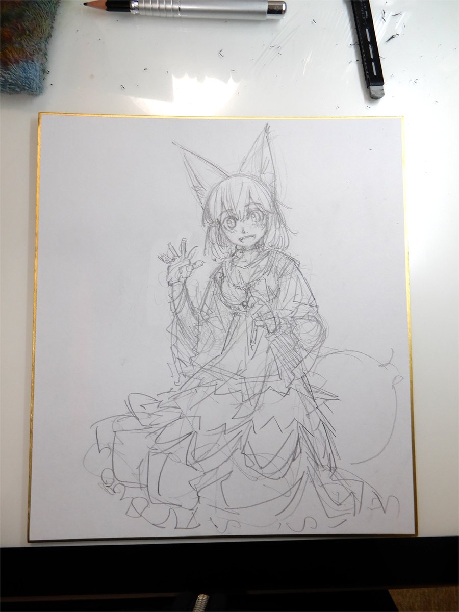 これはもう上げたけどキャラの線画とラフ。 