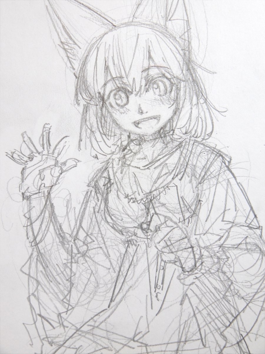 これはもう上げたけどキャラの線画とラフ。 