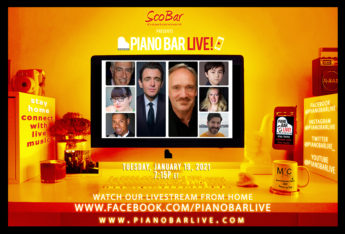 Tonight, Tue Jan 19 7:15p ET host <a href="/ScottBarbarino/">ScottBarbarino</a> welcomes guests Rick Jensen, Renee Katz, <a href="/Prep2Perform/">Molly Mahoney AI & Organic Social</a>, @seanieboysfnyc, Randy Taylor, <a href="/p_weathersbee/">Parker Weathersbee</a> + Mystery Guests &amp; MORE!
Watch the live stream on facebook.com/PianoBarLive, via <a href="/BwayOnDemand/">Broadway On Demand</a> or our YouTube page <a href="/Pianobarlive/">Live</a>