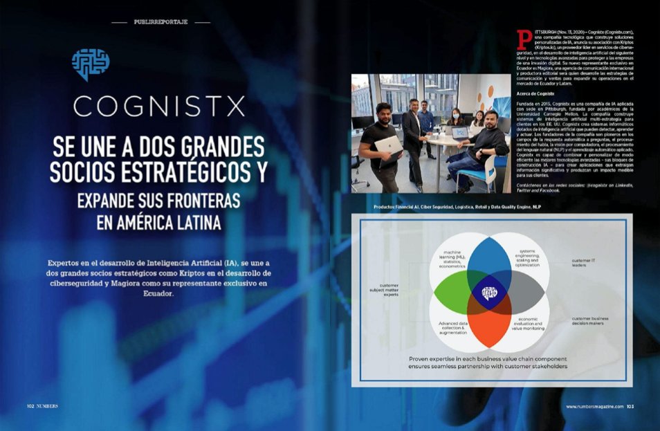 Cognistx's work with <a href="/KriptosCorp/">Kriptos</a> marks its expansion into Latin America.  Magiora, a communication agency, will develop the sales strategies to expand Cognistx AI to Latin American markets. Get the full scoop in <a href="/NumbersOficial/">NUMBERS</a> on page 102. ow.ly/o37R50DbSR3