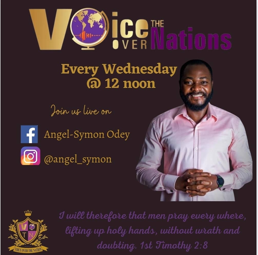 angel_odey's tweet photo. Hey Guys. Join Me live on Facebook :Angel-Symon Odey.
IG. @angel_symon
We will be praying for Our Children from tomorrow through to Friday. 12 noon each time for 30mins. We all Ought to Pray.
#VoiceOverTheNations
#jer1vs9and10
#1Tim2vs8
#PAR
#PrayARain
#MenPrayEverywhere https://t.co/caO85pChZ9