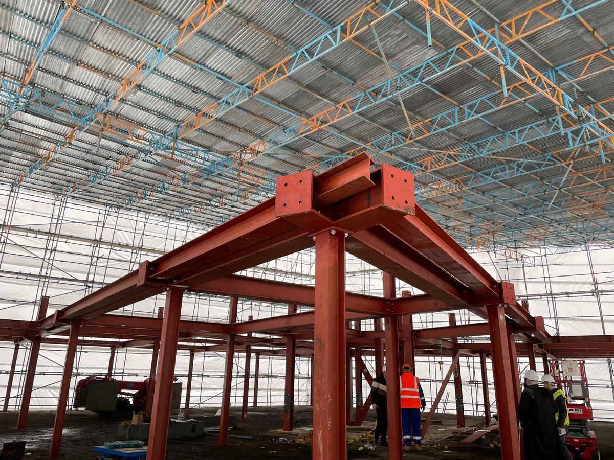 Steelwork to 3F under the massive tin hat at Wembley, one more floor and balconies to go
