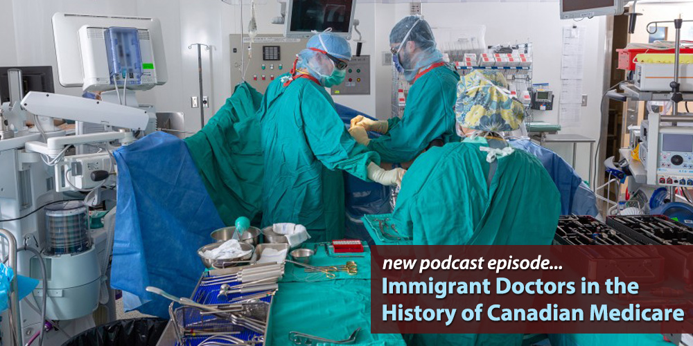ChamplainSoc's tweet photo. Greg Marchildon interviews Sasha Mullally @UNB on the @McGillQueensUP book she co-wrote w/ David Wright @McGillModGreek “Foreign Practices:#ImmigrantDoctors &the History of Canadian #Medicare” in new @ChamplainSoc podcast episode. Listen @ https://t.co/Uzpi6bFMAL #medicalhistory https://t.co/W6HLm3MgaA