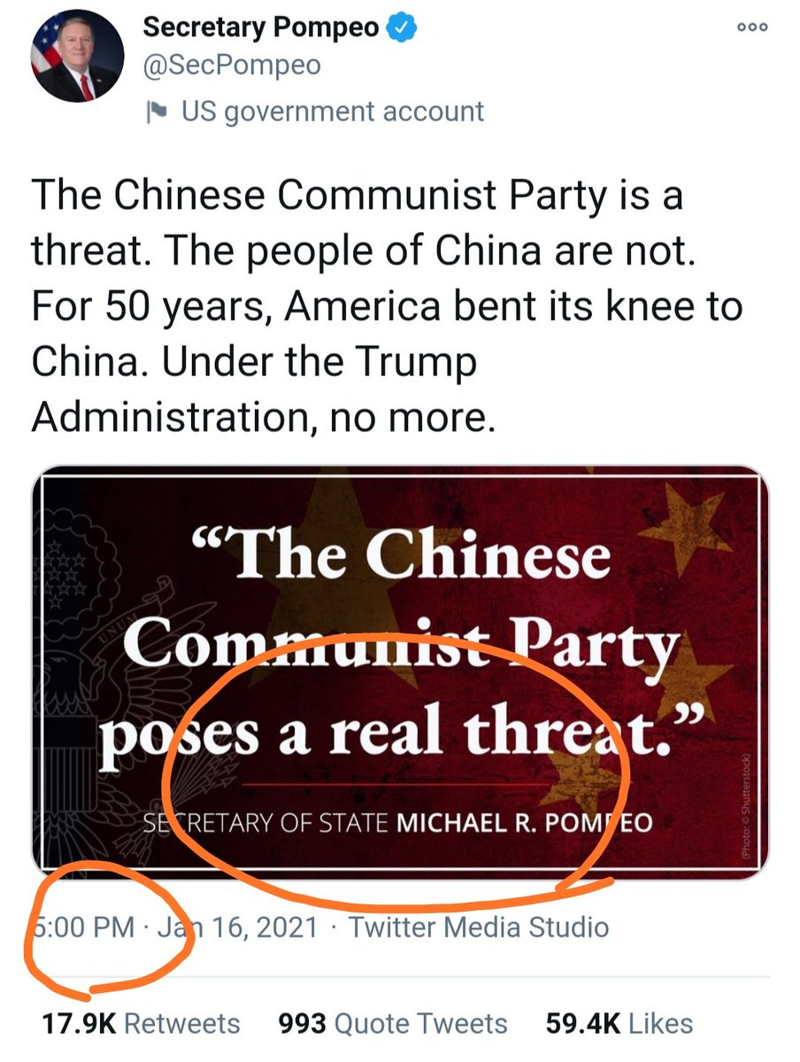 ghostalon777's tweet photo. @SecPompeo Every day at 5:00 https://t.co/O6UWk5VFrM