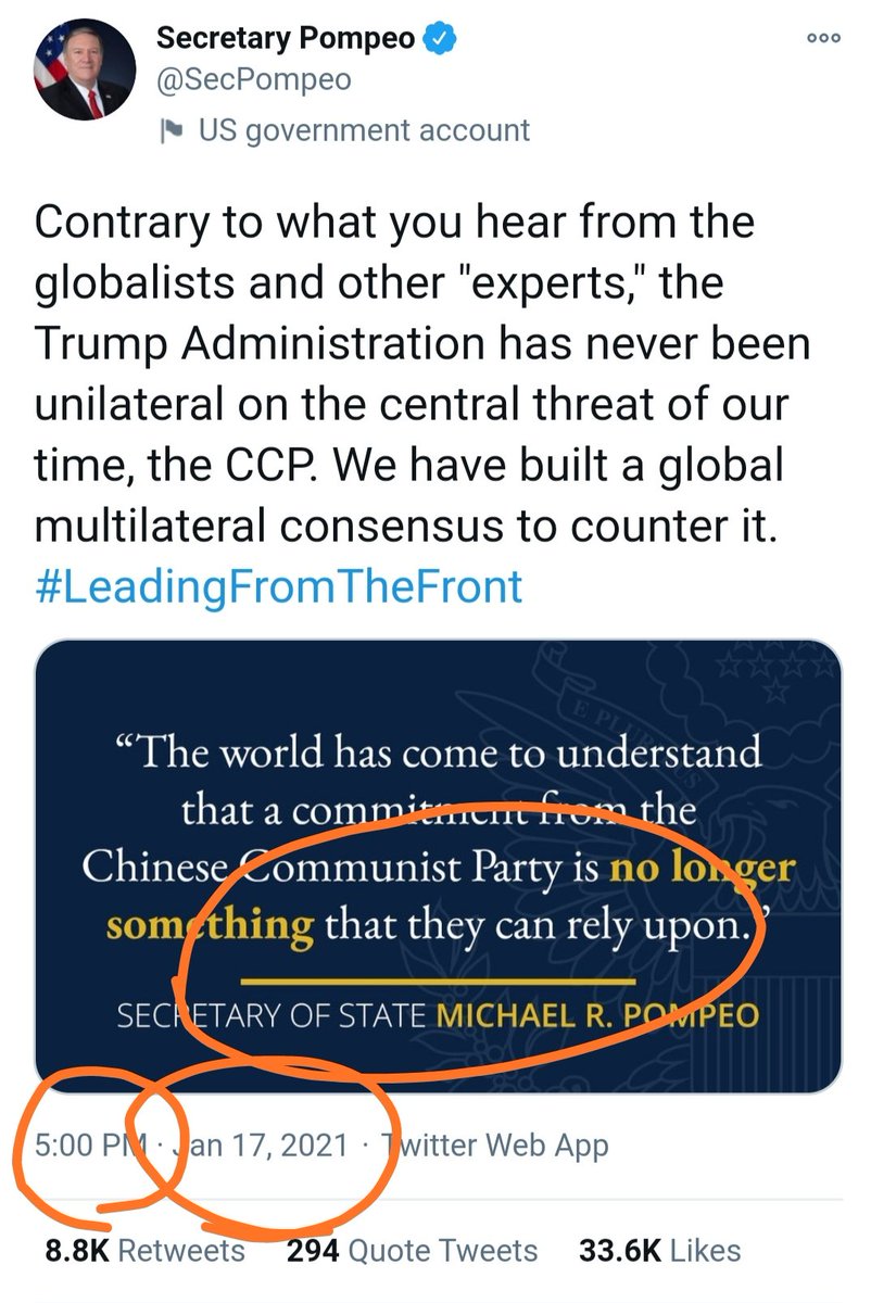 ghostalon777's tweet photo. @SecPompeo Every day at 5:00 https://t.co/O6UWk5VFrM