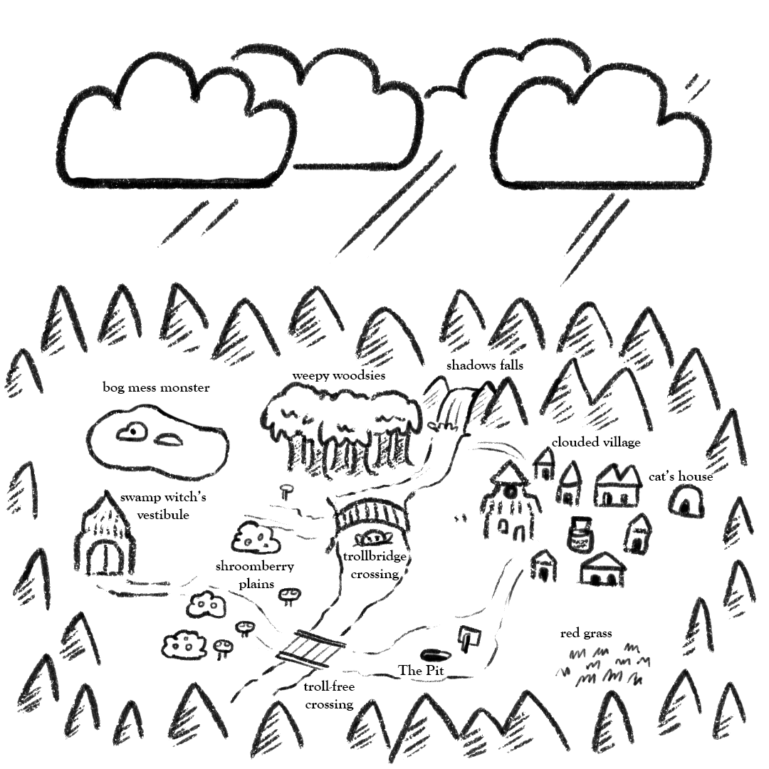 Doodle-a-Day Day 19Today's Lobster Prompt:CloudyAnother village. Sorry for the small text. The sun doesn't shine there very often so it had no chance to grow.