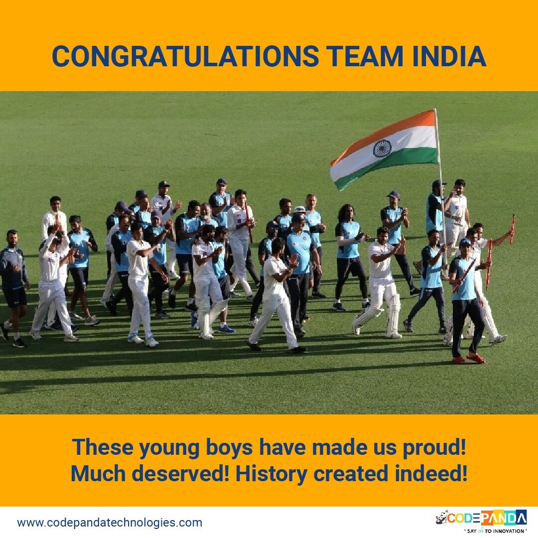 CodepandaTechs's tweet image. 𝗧𝗵𝗲𝘀𝗲 𝘆𝗼𝘂𝗻𝗴 𝗯𝗼𝘆𝘀 𝗵𝗮𝘃𝗲 𝗺𝗮𝗱𝗲 𝘂𝘀 𝗽𝗿𝗼𝘂𝗱! 𝗠𝘂𝗰𝗵 𝗱𝗲𝘀𝗲𝗿𝘃𝗲𝗱! 𝗛𝗶𝘀𝘁𝗼𝗿𝘆 𝗰𝗿𝗲𝗮𝘁𝗲𝗱 𝗶𝗻𝗱𝗲𝗲𝗱! 𝗙𝗹𝗮𝗴 𝗼𝗳 𝗜𝗻𝗱𝗶𝗮.

#IndiavsAustralia #AUSvINDtest #AUSvsIND #IndianCricketTeam #GreatComeback #brisbanetest