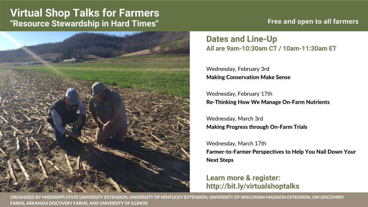 How can you make stewardship practices work on your farm in times of stress and uncertainty? Register today for Virtual Shop Talks for Farmers, a free series that will explore this question and connect like-minded farmers. Learn more &amp; register: bit.ly/virtualshoptal…
