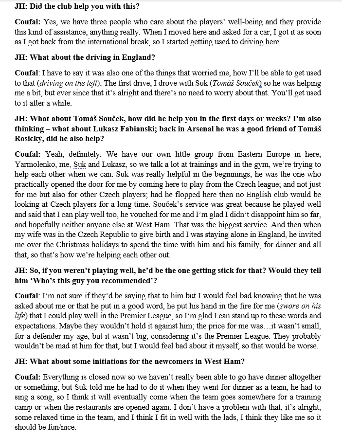 Vladimír Coufal's interview/podcast episode with  @hosekj in English: A THREAD (multiple parts incoming)It's not a professional translation, it's not word-for-word. sorry if some of the more technical football wording is incorrect  @Tom_McGee3  @FloridaIrons & anyone else 