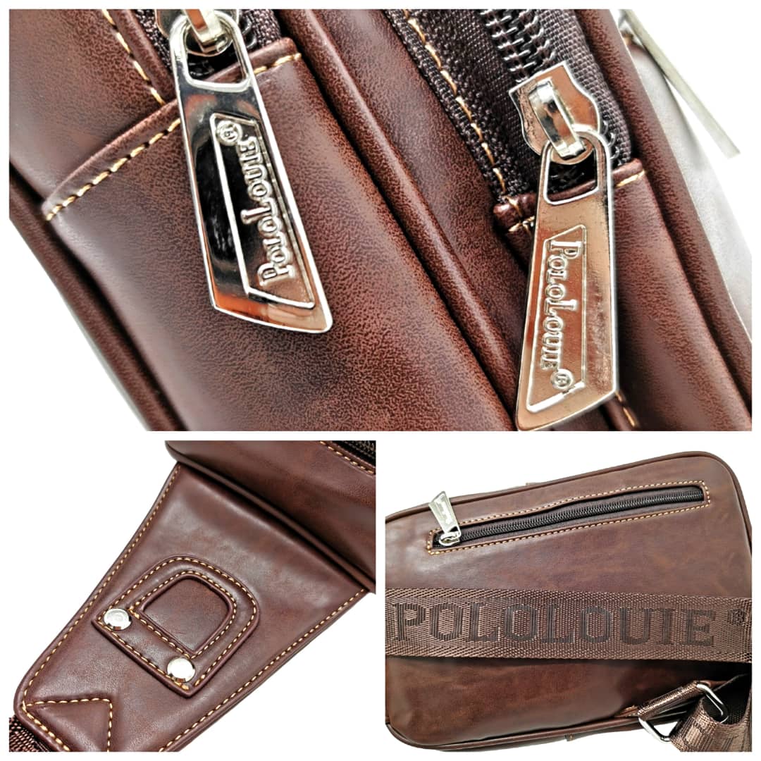 Polo Louie Men's Premium Leather Messenger Bag