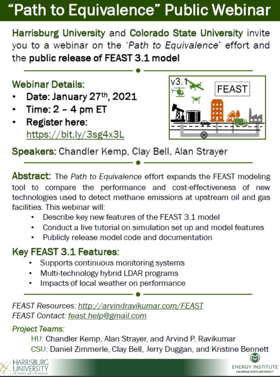 6. We have also developed fully open source models like FEAST just so anyone (operators, regulators, EPA, IEA) can use it to design  #methane policies. In fact, we're having a public webinar about it in two weeks: