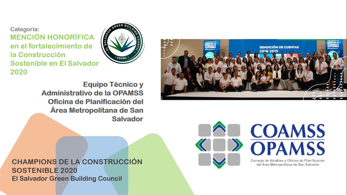 Dianalepio's tweet photo. 🏆🍃 #Champions #ESGBC Palabras de @ybichara en nombre del equipo técnico y administrativo de @COAMSS_OPAMSS ante al reconocimiento Mención Honorífica en el fortalecimiento de la Construcción Sostenible en El Salvador.
https://t.co/lbkN3QtGxL https://t.co/3FjGrvnD1v