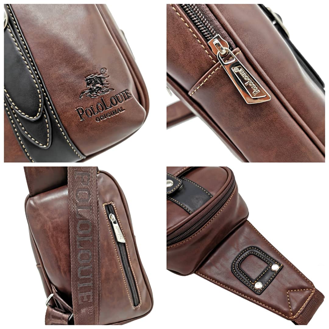 Polo Louie Men's Premium Leather Messenger Bag