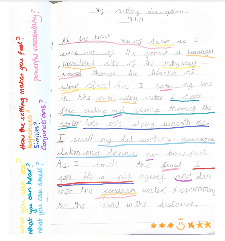DovedaleY3's tweet photo. Wow! They just keep on coming.

Peter from 3H has worked so hard on his writing today and has even used a colour code like I did in my shared example. 😃

Well done Peter, this is brilliant! Thank you so much for sharing and well done! 👏👏👏 https://t.co/gbDZQA4qvU