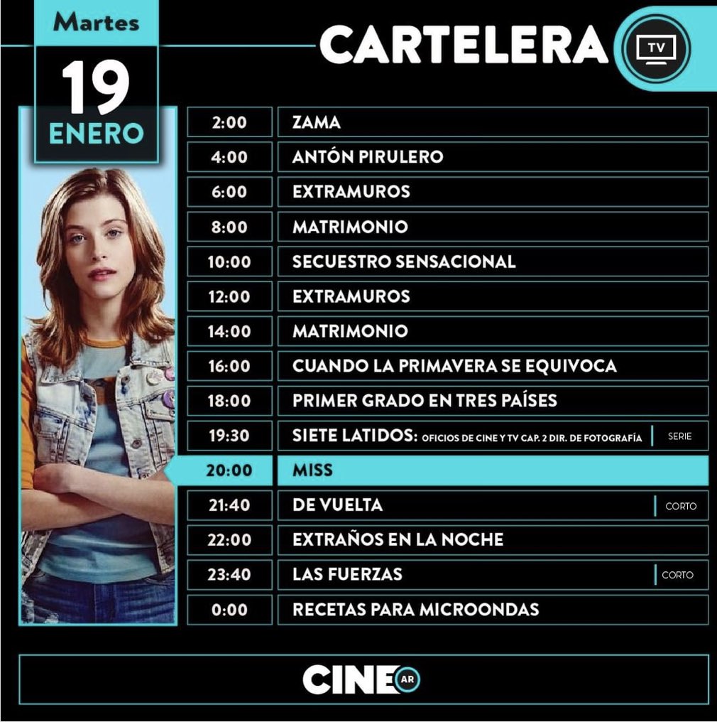 robertbonomo's tweet photo. "MISS"   📺 EN https://t.co/evZn6CH07x TV / EMITE MARTES 20HS 📺
Dirigida por Robert Bonomo.  @CINEAR_ @JuanVillegas19 @Tresmilmundos @TrenCine @lucasmasufrita https://t.co/EIuq3Y20NI