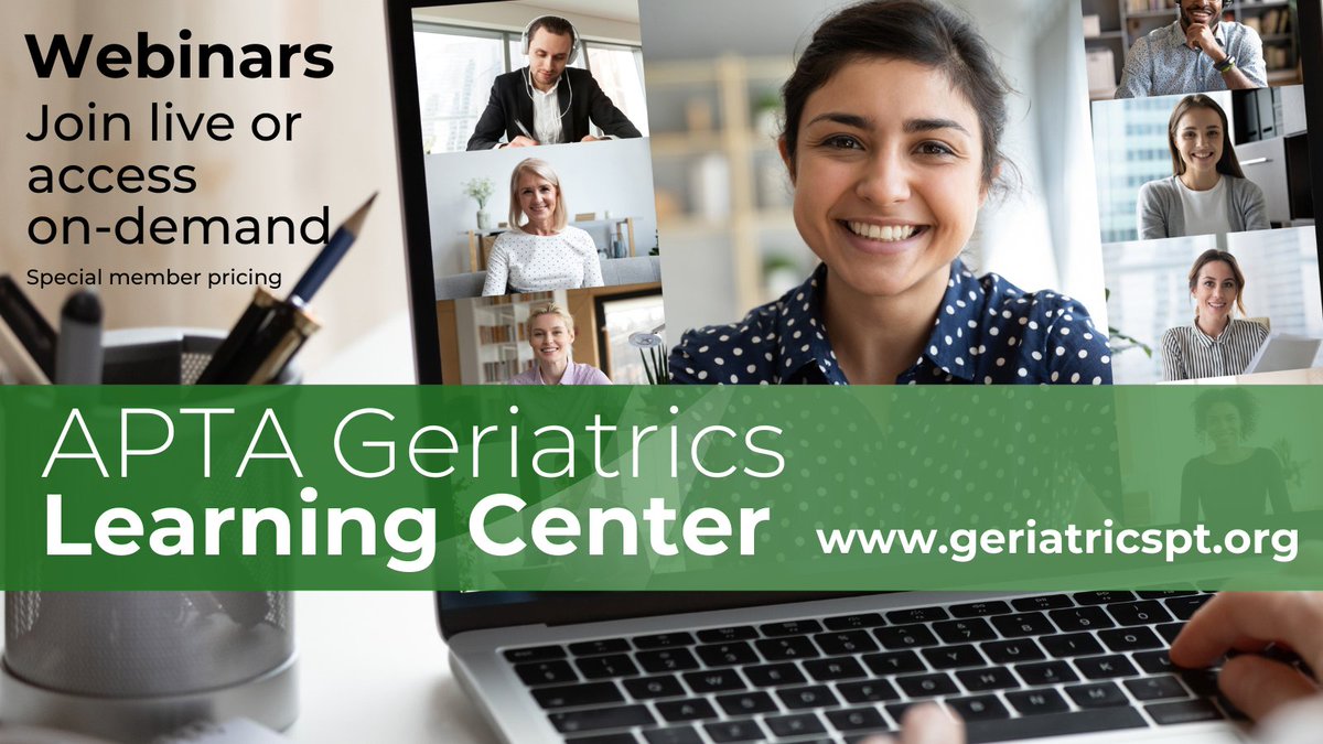 The number of APTA Geriatrics continuing educational opportunities continues to grow. We added 9 new webinars in 2020, alone! Watch live or on-demand. And earn more contact hours. See what you’ve missed: geriatrics-learningcenter.apta.org #geriatricspt #geriatrics #ageon