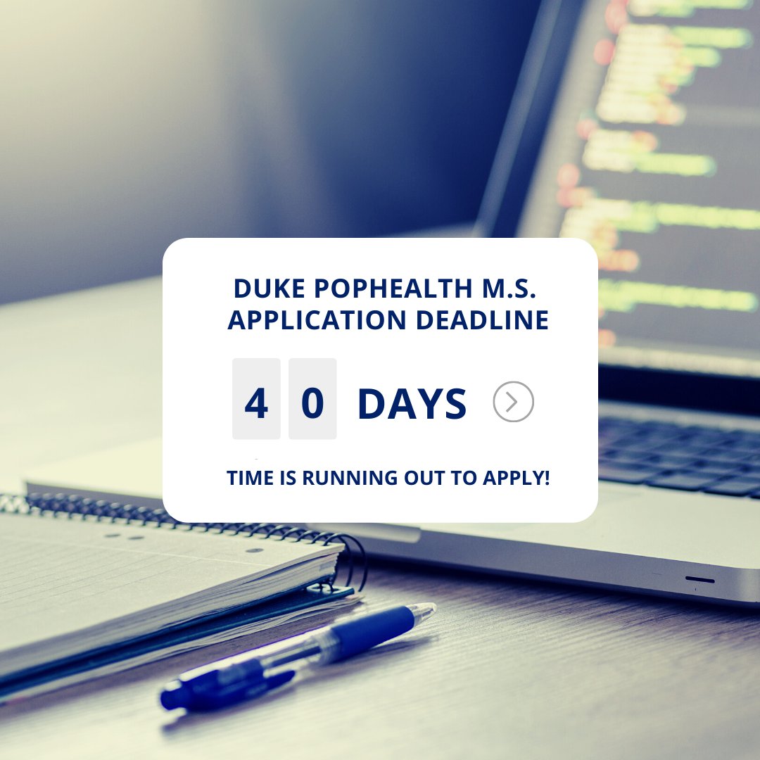 Still on the fence about applying to get your M.S. in #Population Health from Duke University? Time is running out! Don't delay, apply today - no GRE required and scholarships are available: bit.ly/2FdWroE