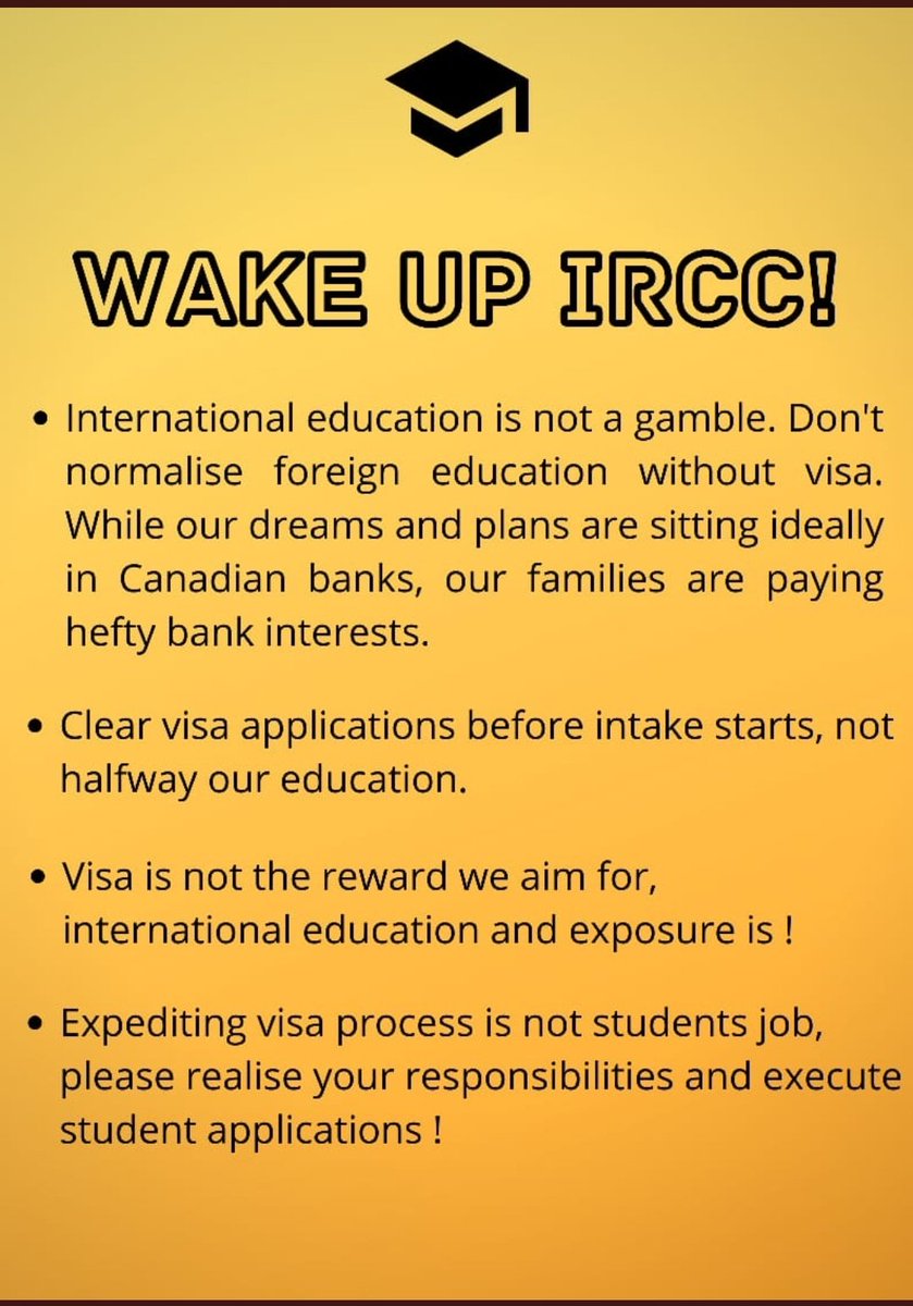 Sunilssk5's tweet photo. Process visa applications of students who wanted to study in Canada.
Just imagine yourself from our position😑🥺
#JusticeForStudents https://t.co/GQyod2KrHy