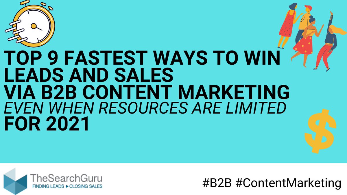 TheSearchGuru's tweet photo. The pandemic compounded every content marketer’s #1 problem: lack of time and resources. We’ve put together the 9 fastest ways to win leads and sales via #B2B #contentmarketing (even when resources are limited:
https://t.co/QA6yZio0zN https://t.co/sqFuQG3Pod