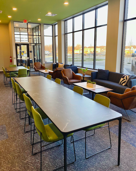 HOMFlats's tweet photo. No home office? No problem! All HО̄M Flats residents have the opportunity to grab their laptops, a cup of coffee, a productive attitude and to make themselves cozy— all in our new remote work space! https://t.co/I3lIfxSToP