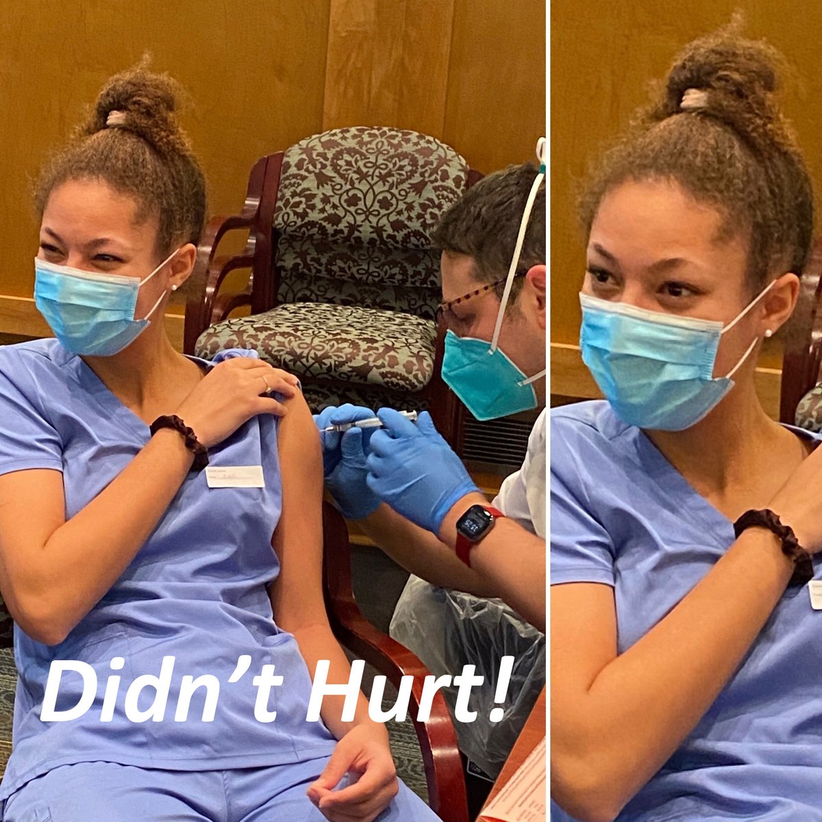 Nope, didn't hurt. And when surveyed, about 89% of PioneerCare employees described their side effects from the vaccine as mild or non-existent. Most reported a sore arm. #Vaxxed #covid_19 #getvaxxed #maskupmn #pioneerstrong💙 #fergusfalls #fergusfallsmn #fergusfallsstrong