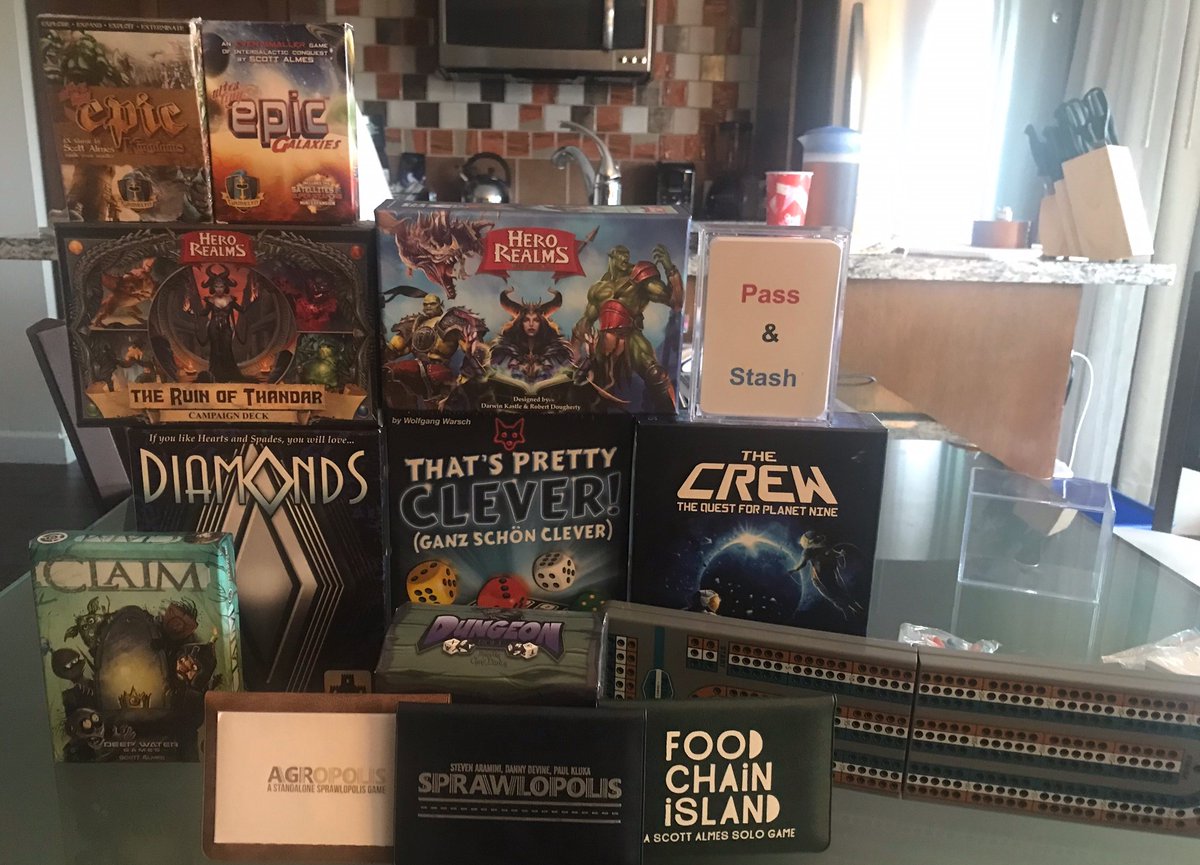 dastardlydesco's tweet photo. Packed a few travel games. Amazing what you can fit in a large shoe box! #games #travel #smallboxgames #boardgames https://t.co/U0Yi53TMBK