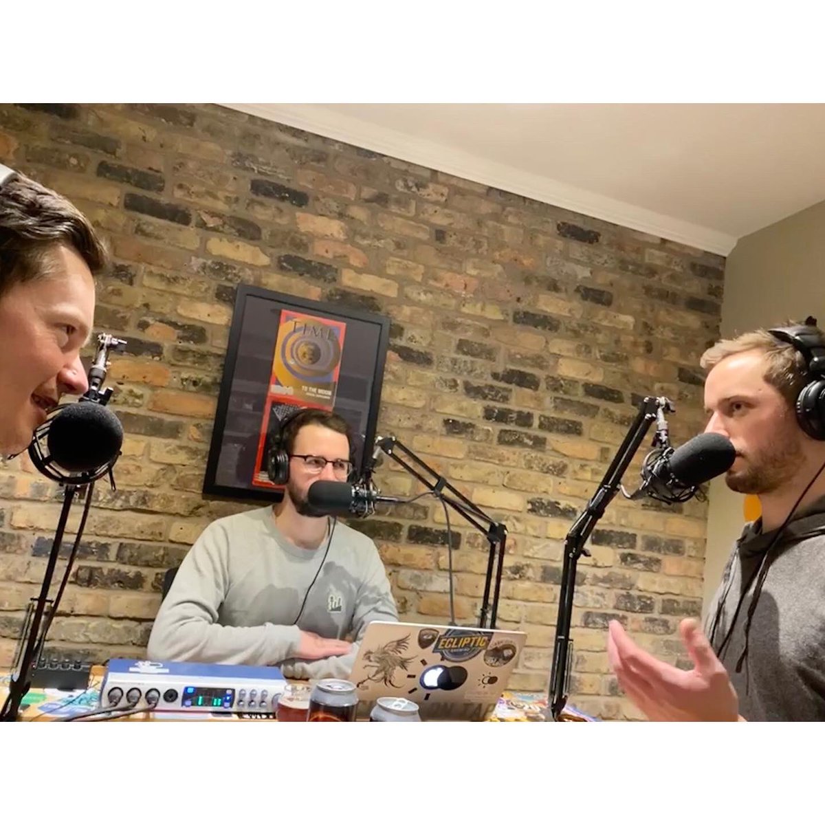 EclipseOntap's tweet photo. We’ve recorded our 40th episode! Airing this Friday (1/22) at 6:00AM EST, we celebrate 40 ep’s by feat. three “Orange Giant” barleywine variations from @eclipticbrewing. Thank you to our friends there for these amazing ales! 🍻🚀 #getoutlookup #space #beer #podcast #staytuned https://t.co/teLApuxcWO