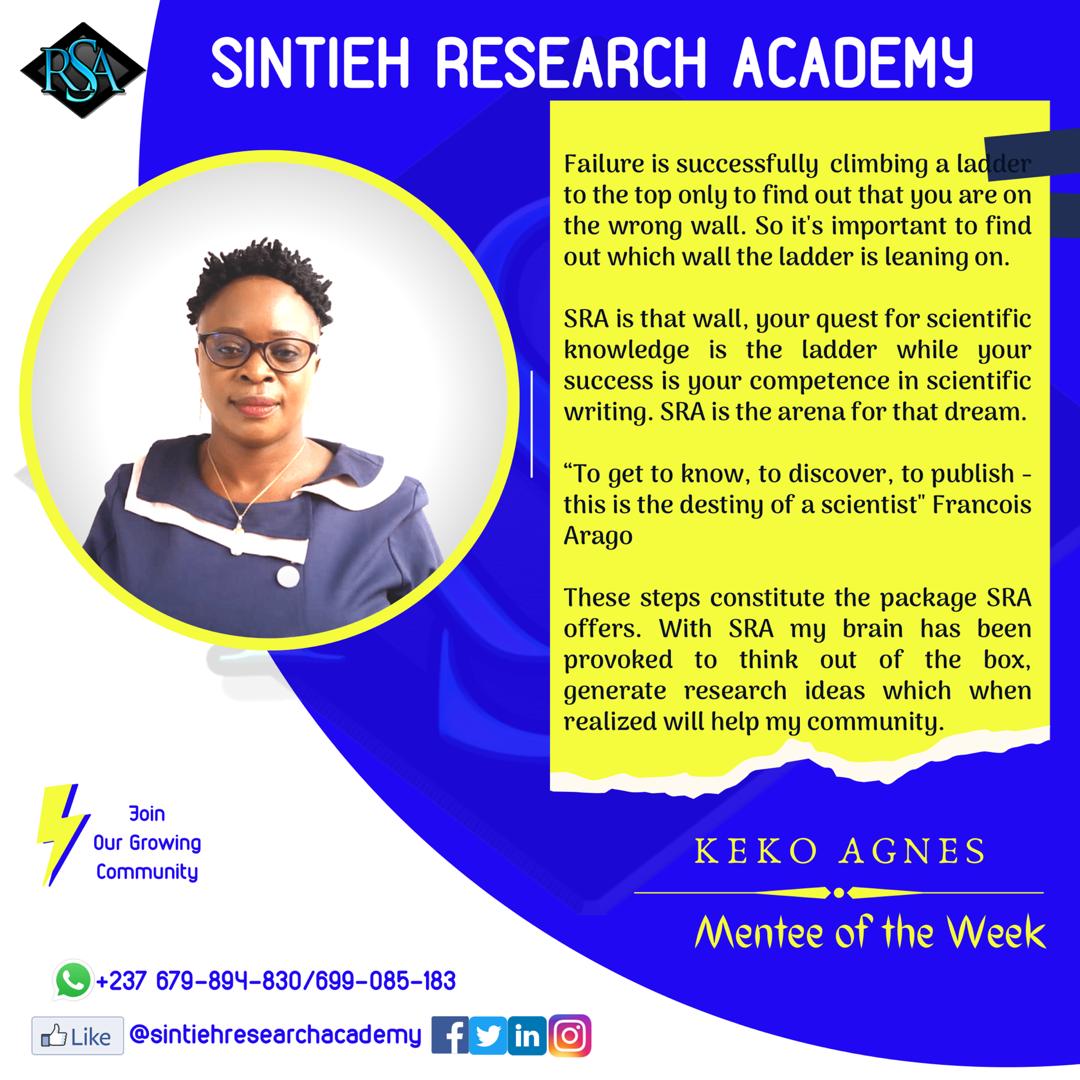 sracm237's tweet photo. It's a happy and joyous day at SRA.
Today we celebrate our mentees of the week: Mr. Kabila Foncha and Mrs. Keko Agnes.
Keeping leading the trail and making a difference.
#MenteeofTheWeek
#SRA https://t.co/ofNEJCXdFZ