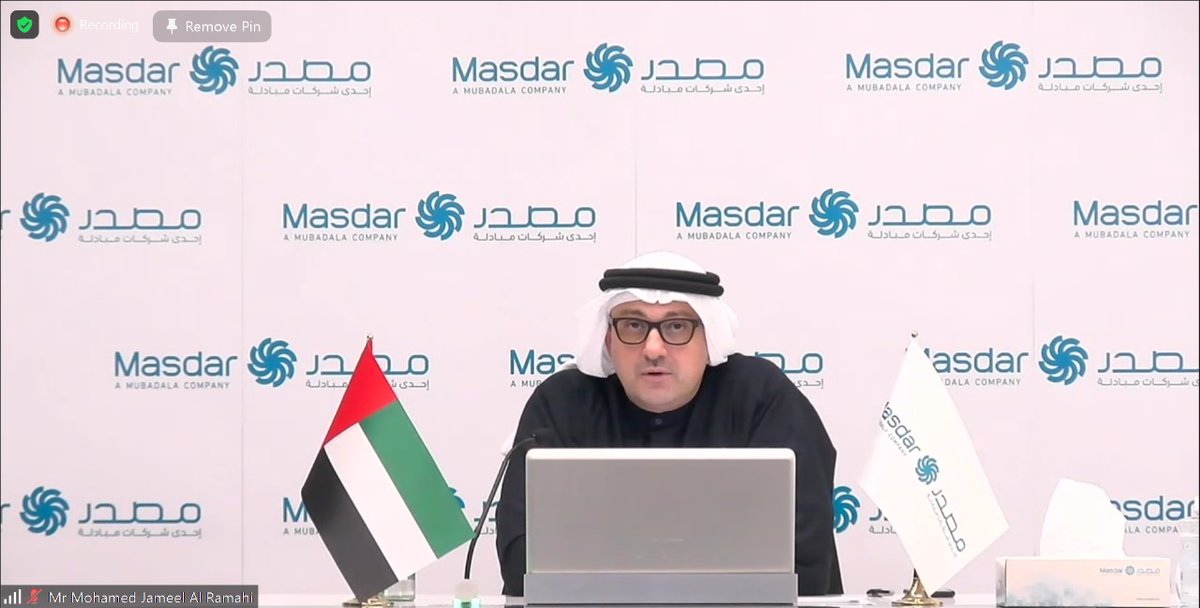 IRENA's tweet photo. We believe there's no lack of funding in green infrastructures, but it must be directed through policy framework. Policies must set clear targets for #renewables, encourage transparent &amp; free markets &amp; keep bureaucracy at a minimum - @Masdar CEO Mohamed Jameel Al Ramahi #IRENA11A https://t.co/nc3N9BTk31