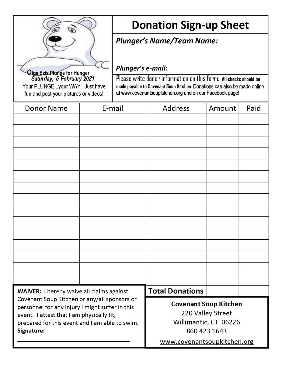 CSKwilli's tweet photo. Are you ready for the “coolest” event of the year? Form a team and take part in Covenant Soup Kitchen’s 10th Annual (virtual) Olga Ezis Plunge for Hunger! Your participation means you can help us meet the community’s food needs! https://t.co/j1W6LTQJxi