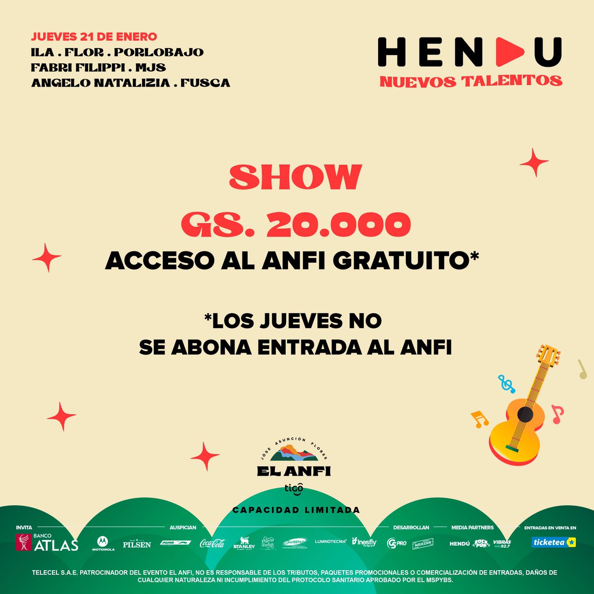 ¡De la mano de <a href="/HenduPy/">Hendu</a> se vienen nuevos talentos al Anfi este jueves! 🙏🏼✨ 

😷 ¡No te olvides tu tapaboca! 

🎫 Entradas en <a href="/TicketeaPy/">Ticketea Paraguay</a>