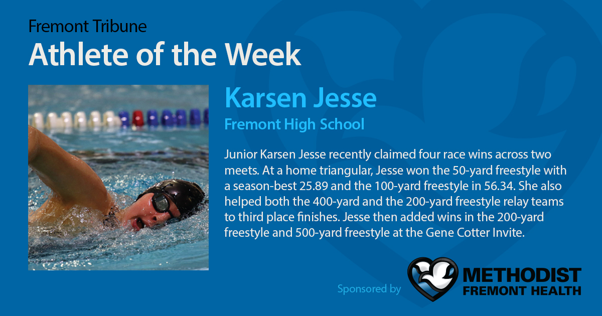 FremontHealth's tweet photo. Congratulations to Karsen Jesse, our Athlete of the Week! @FHSBoosterClub_ @fpsnebraska @FHSSwimming #nebpreps https://t.co/9Fjdesalk9