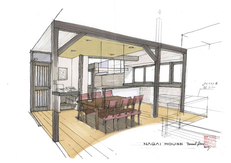パース図（パースず）pāsu-zuperspective view★ パース on its own means “perspective”, short for パースペクティブ pāsupekutibu