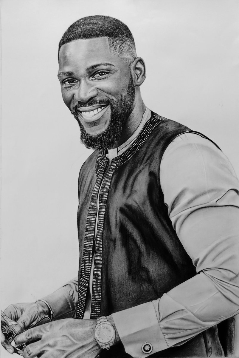 Finally done with the art piece of @tobibakre.. 🔥 Kindly like and retweet with the same ENERGY spent in this beautiful art piece🙏🙏. Charcoal on Pelican Dimensions: 2 by 3 feet Please don't forget to RETWEET.🙏🙏🙏