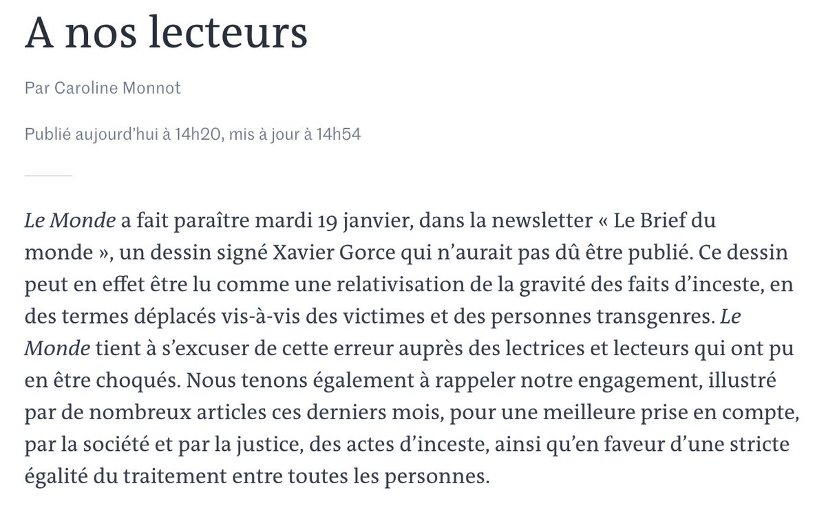 Enthoven_R's tweet image. Supprimé par .@lemondefr. 
Qu'on aime ou qu'on n'aime pas, il faut diffuser ce dessin de @XavierGorce qui ne transgresse aucune loi (sinon la loi non-écrite selon laquelle on ne plaisante pas avec l'innommable sans prendre d'infinies précautions)