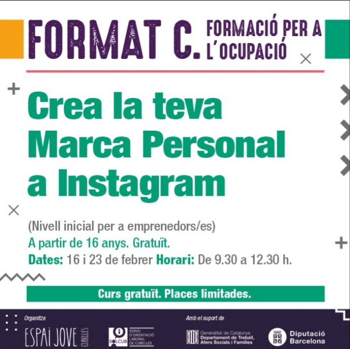 ejcubelles's tweet image. Nova edició del #formatC #cubelles  Formació per a l'ocupació. Gratuït. Preinscripcions: forms.gle/CM5NTNUY2kipVS…
