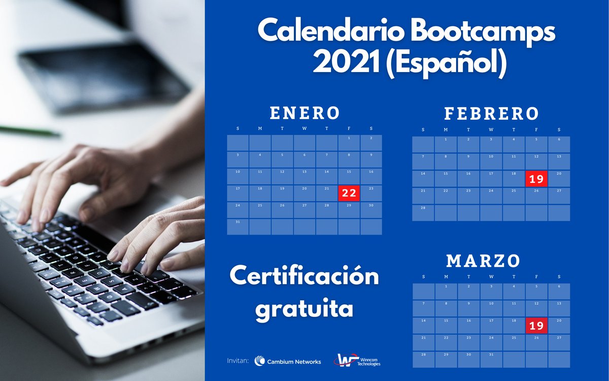 Separa estas fechas para participar en los #bootcamps en español con <a href="/CambiumNetworks/">Cambium Networks</a> 
Inscríbete aquí 👉 bit.ly/38VqIog *Cupos Limitados*