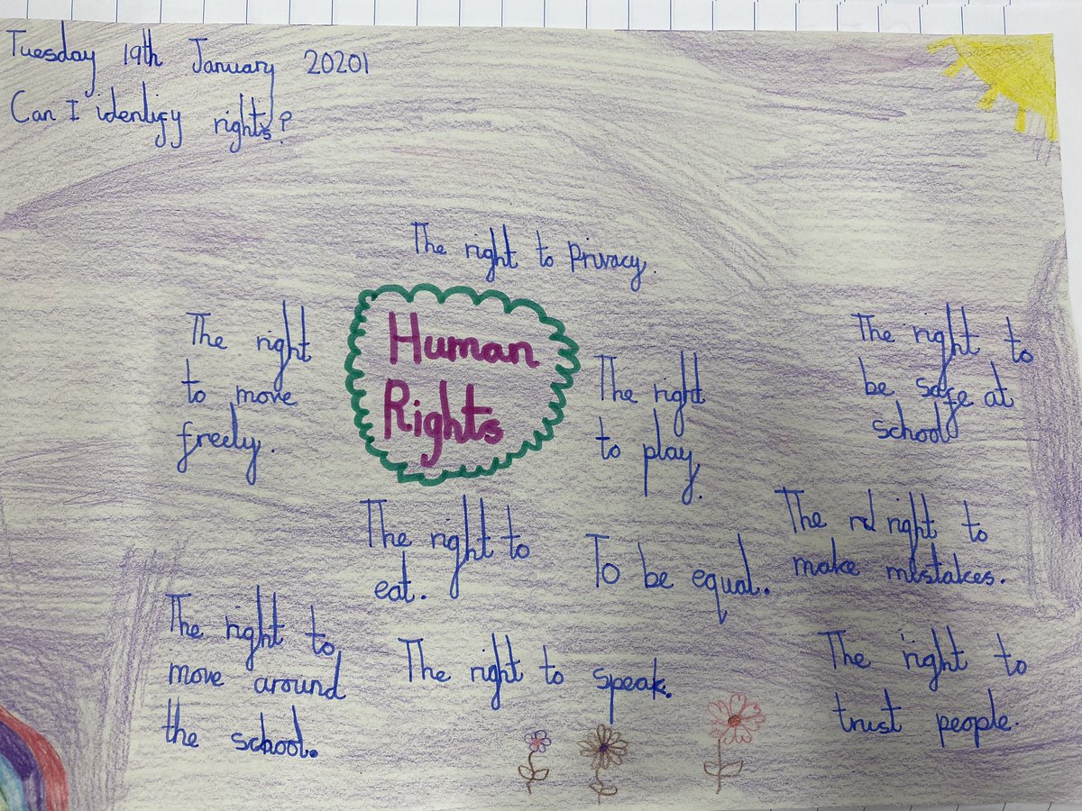 y3_bps's tweet photo. Some thoughtful work on human rights in 3BG this afternoon during our PSHE lesson. Hope our home learners completed this lesson today too! Please send us your work! @BirchfieldsPS @MrsCampbell1016 #homelearningBPS https://t.co/mnqJdfpMYo