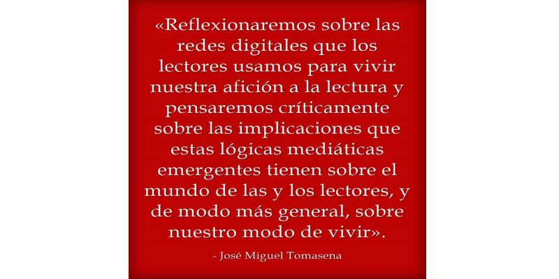 Lectores en red: booktubers, goodreaders, bookstagrammers, wattpadders...

Reflexionaremos con <a href="/jmtomasena/">josé miguel tomasena</a> en el #MOOC Lectores mutantes. Libros, ficciones y otras textualidades para formar jóvenes lectores #LecturaCRIF.

Apúntate 👉bit.ly/3qcA04P
📌Comienza 25 de enero