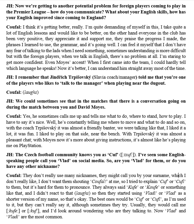 Vladimír Coufal's interview/podcast episode with  @hosekj in English: A THREAD (multiple parts incoming)It's not a professional translation, it's not word-for-word. sorry if some of the more technical football wording is incorrect  @Tom_McGee3  @FloridaIrons & anyone else 