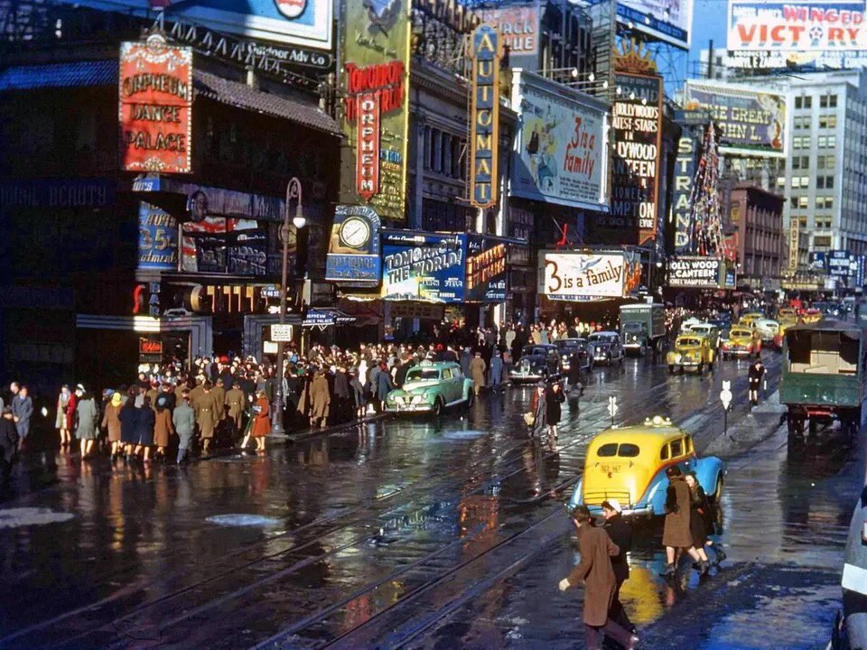 New York City in the 1940’s.

This photograph has not been colorized or altered. Credit unknown.