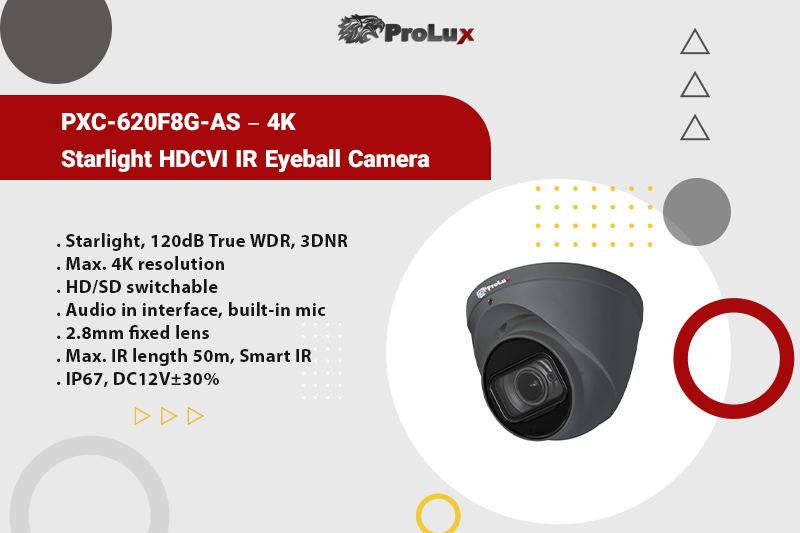 4K CCTV 8MP Prolux Microphone UHD CVI Eyeball turret 30m IR AoC 2.8mm IP67 Black