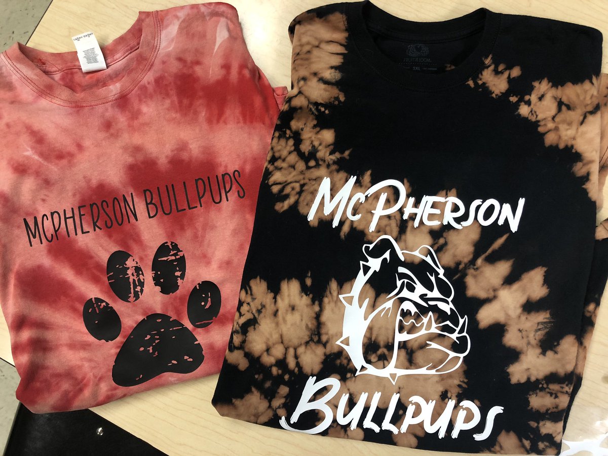 Check out these shirts that are coming soon to <a href="/mhspupprints/">Pup Prints 🐾</a> bleached and printed by our students! <a href="/MHSCTE1/">MHS CTE</a> <a href="/MHSBullpups/">McPherson HS</a> #projectbasedlearning