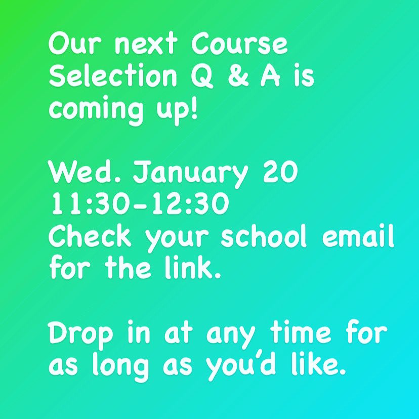 TLKGuidance's tweet image. Be sure to join us for any questions about Course Selection @TLKLife