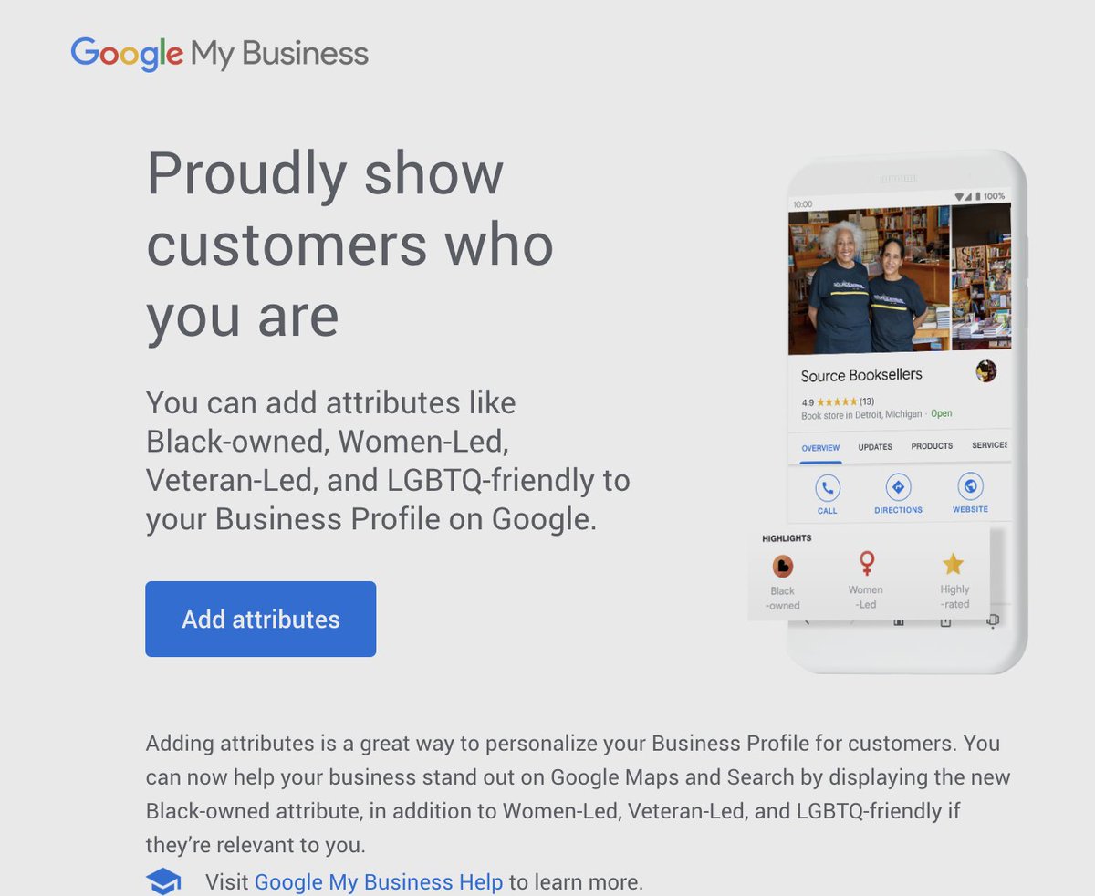 .<a href="/googlemaps/">Google Maps</a> you didn't include Deaf-owned in your Shops online attributes, can you fix this ASAP? #Deaf perspective should be acknowledged at the same level as the others - this is very important for our community. cc <a href="/LiamODellUK/">Liam O'Dell</a> <a href="/thedailymoth/">The Daily Moth</a> <a href="/NyleDiMarco/">Nyle DiMarco</a>